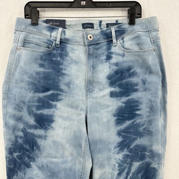 J Jill Jeans Womens 16 High Rise Cropped Tie Dye Island Blue Denim Coastal NEW - Picture 3 of 10
